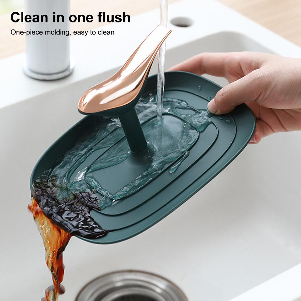 Rak Tutup Panci Penyimpanan Spatula Dapur Holder Drain Organizer Organisasi Hias Rumah Tangga Pengeringan Berdiri Dengan Nampan
