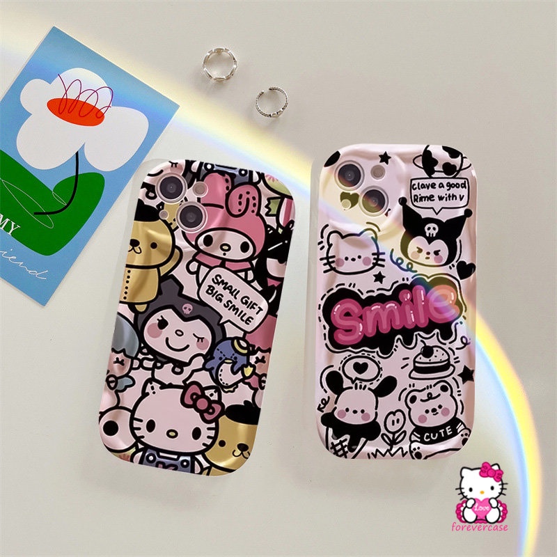 Casing Komik Kulomi Lucu Hello Kitty Doodle Inggris Untuk Redmi 9C NFC 9a2 A1 10C 9T 10A 9A Redmi Note 11 10 Pro Max 11s 8 10s 12 9 POCO M3 3D Wavy Curved Edge Cartoon Soft Case