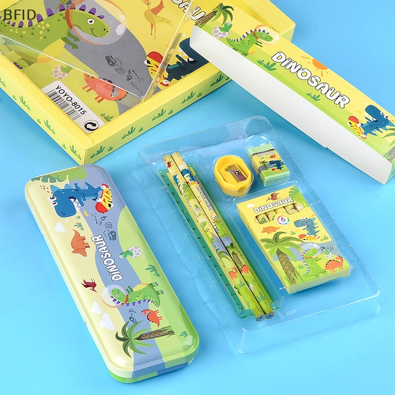 [BFID] 1set Kawaii Stationery Set Anime Pensil Case Crayon Penggaris Eraser Sharpener Perlengkapan Siswa Set Anak Hadiah Pesta Ulang Tahun [ID]