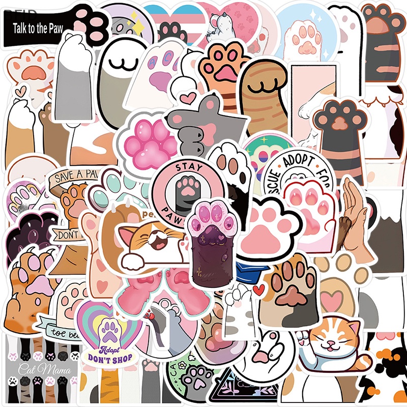 [BFID] 61pcs Stiker Kaki Hewan Peliharaan Lucu Aesthetic Tahan Air Graffiti Botol Air Skateboard Gitar Anjing Kucing Paw Sticker Packs [ID]