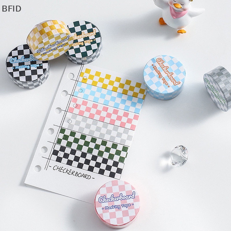 [BFID] 1roll Checkerboard Washi Tape Untuk DIY Jurnal Scrapbooking Diary Planners Perlengkapan Kerajinan Tangan [ID]