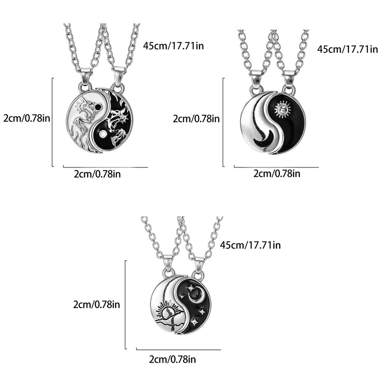 2pcs/set Yin Yang Liontin Kalung Puzzle Tren Kepribadian Kalung Hadiah Pasangan Ulang Tahun