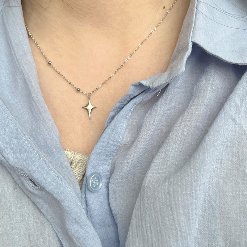 Elegant Cross Asterism Pendant Necklace/ Personality Asymmetry Alloy Clavicle Necklace/ Fashion Silver Splice Smooth Choker Jewelry