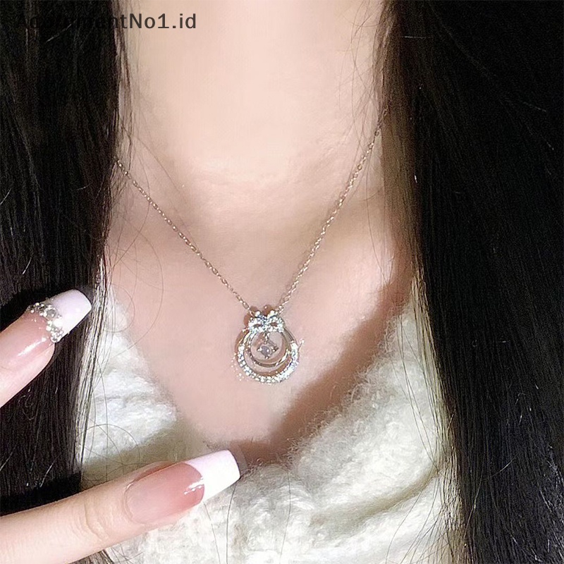 [AdornmentNo1] Kristal mengkilap ikatan simpul bulat berongga kalung Exquisite rantai klavikula Fashion kalung untuk wanita trendi Aesthetic perhiasan