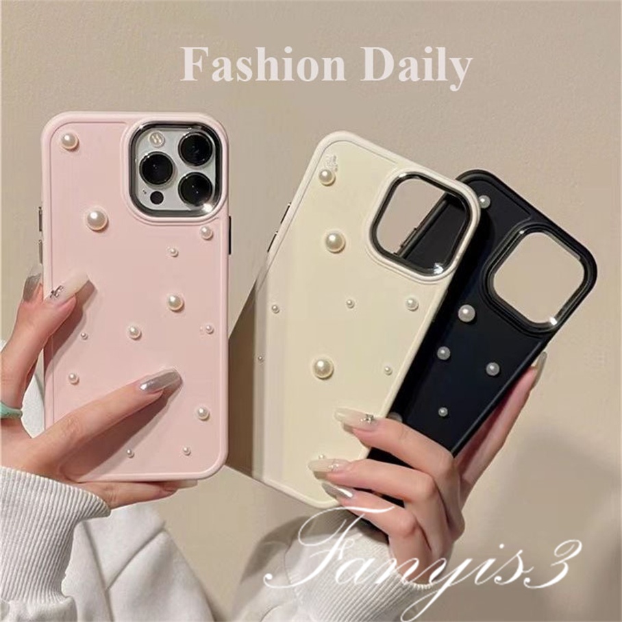 Compatible For iPhone 14 13 12 11 Pro Max X XR Xs Max 8 7 Plus Three-dimensional Pearl Phone Case Soft Protective Cover