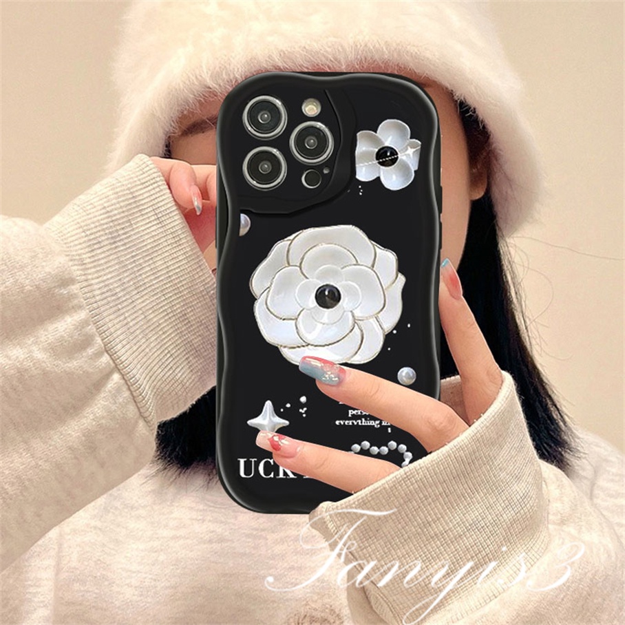 Realme C53 C55 C35 C33 C30 C30s C25Y C21Y C3 C25 C25s C20 C20A C11 C15 8i 9i 5 5i 5s 6i Narzo 50i 50A Prime Starry Cat Flower Wavy Curved Edge Phone Case TPU Soft Cover