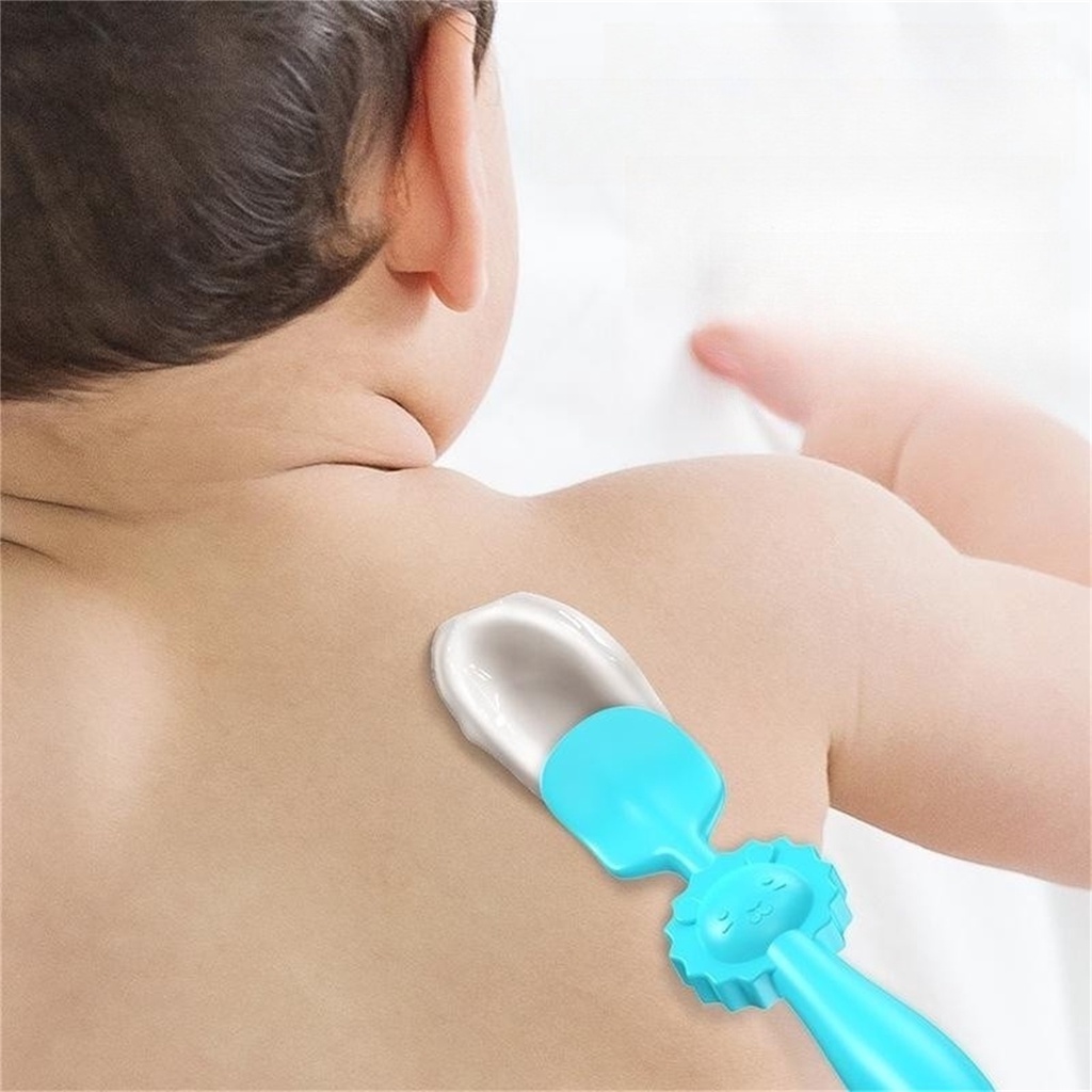 1pc Aplikator Krim Bayi Kreatif Kartun Singa Scraper Silikon Dengan Alas Suction Cup/Sendok Spatula Kosmetik Keselamatan Dan Kesehatan Portabel