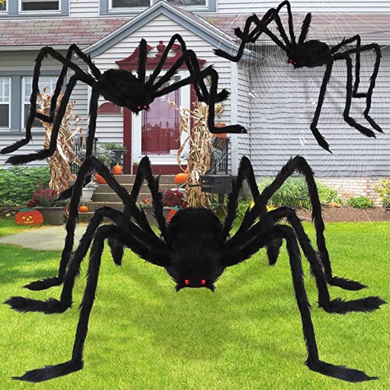 Halloween Colorful Spider Horror Dekorasi Pesta/30cm/75cm/125cm Oversized Black Plush Spider/Mainan Prank Anak Kreatif/Alat Peraga Dekorasi Jaring Spider Raksasa Luar Ruangan/