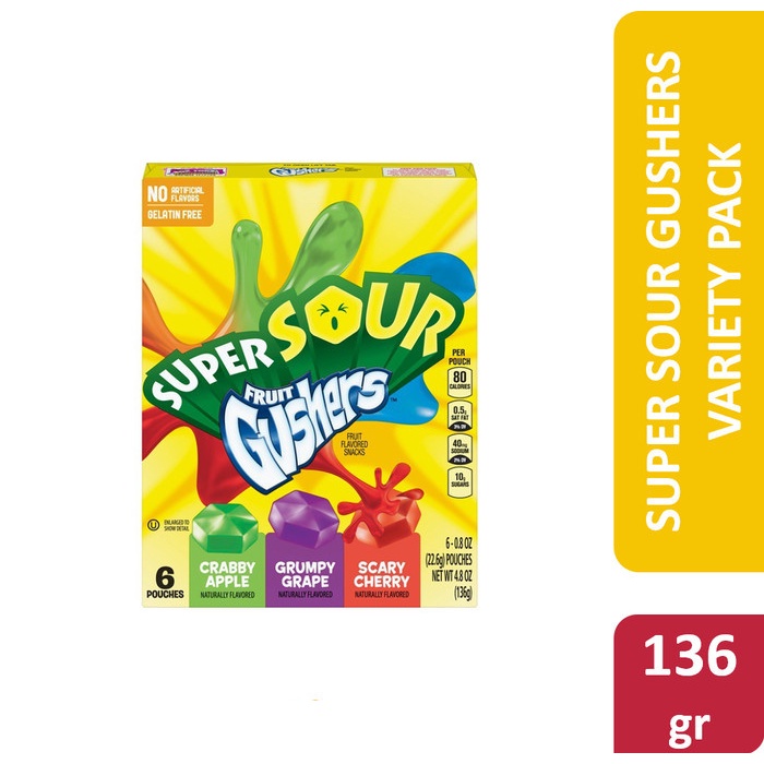 

Super Sour Fruit Gushers Variety Pack - permen aneka rasa