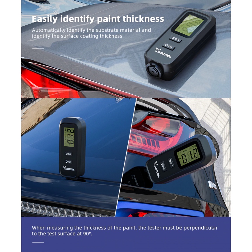 939 VDIAGTOOL VC100 Digital Car Paint Coating Thickness Tester With LCD