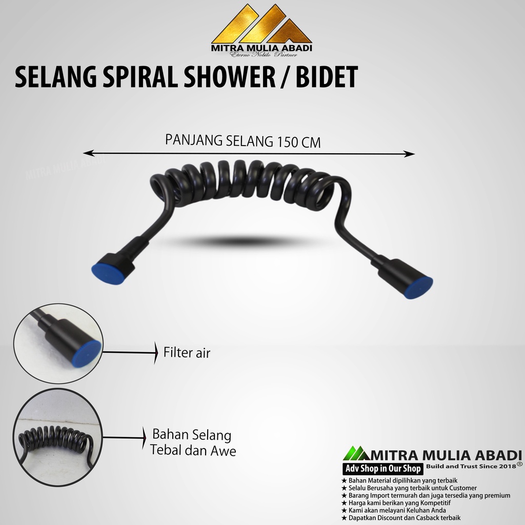 Selang Spiral Shower Bahan PVC Fleksibel - Selang Spiral Shower / Bidet