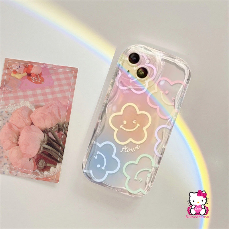 Untuk Realme C53 C35 C55 C21Y C31 C21 C15 C30 C25Y C17 C25 C12 C11 C20 C20A C25s C33 C3 5s 5 7i 5i 9i 6i Graffiti Smiley Fresh Flowers Holder Bracket 3D Wavy Curved Edge Case