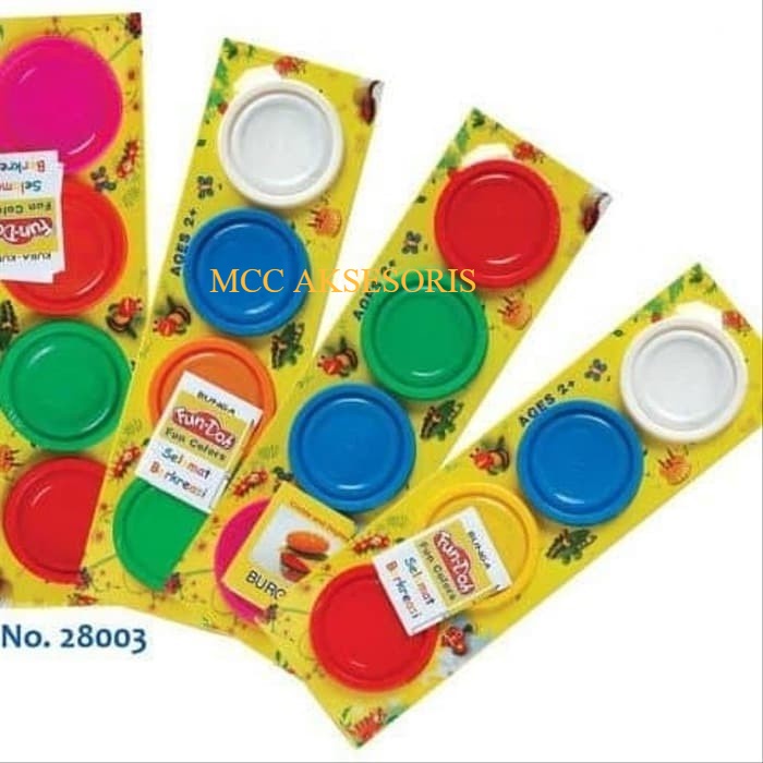 MCC DOUGH WARNA FUNDOH FUN-DOH DOUGH 4PC REFILL MAINAN LILIN 4 WARNA - 28003 DAN 6 PCS