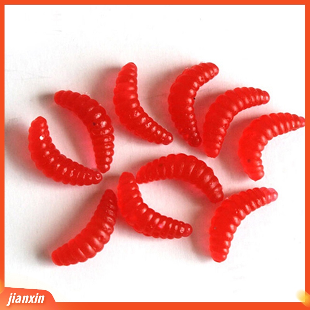 (In Stock) 50pcs Cacing Makan Silikon Lembut Maggot Grub Worm Umpan Pancing Umpan Tackle