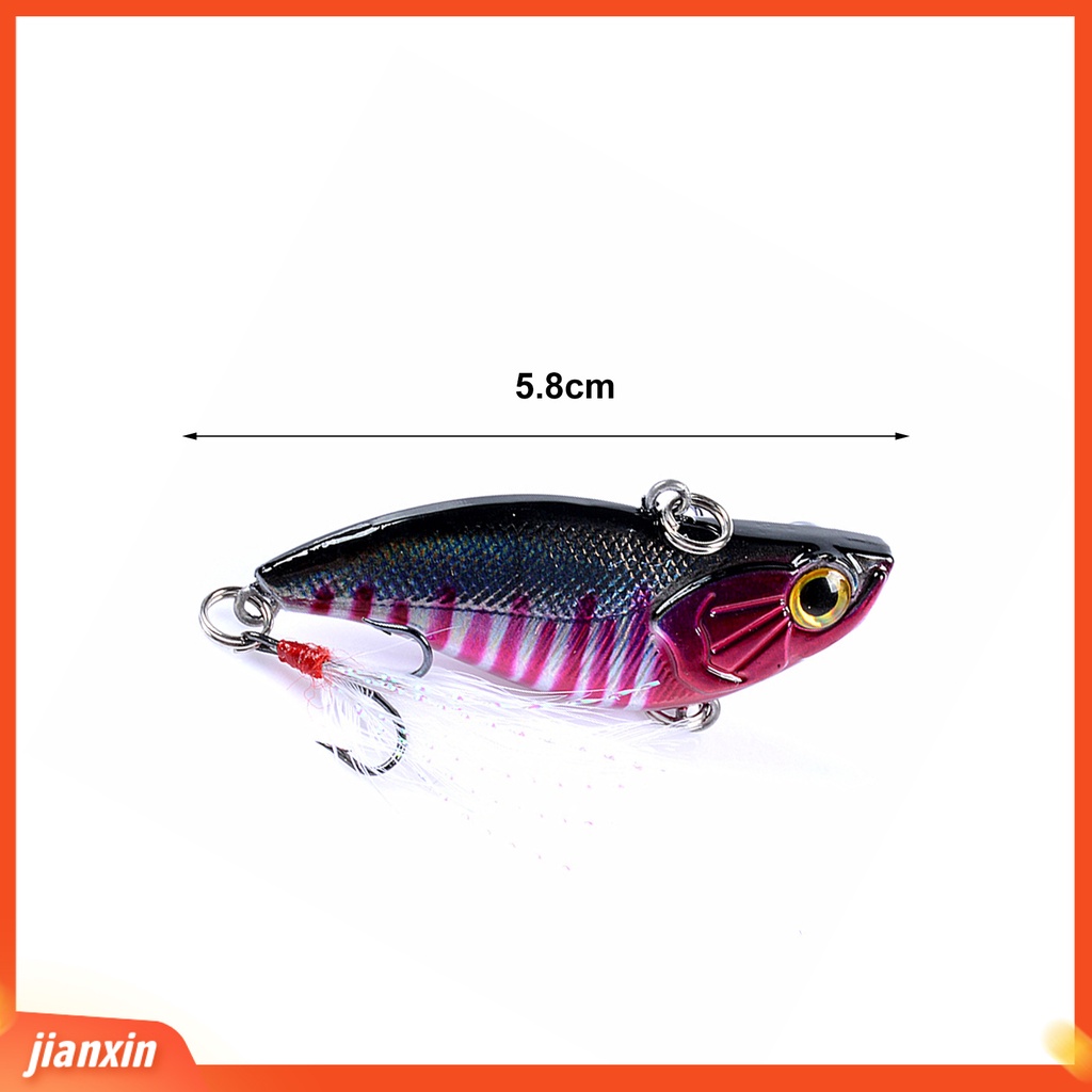 (In Stock) 6Pcs 5.8cm /13.5g Umpan Pancing Penembus Kuat Tajam Ikan Simulasi Hidup Umpan Getaran Kedalaman Penuh Untuk Angling