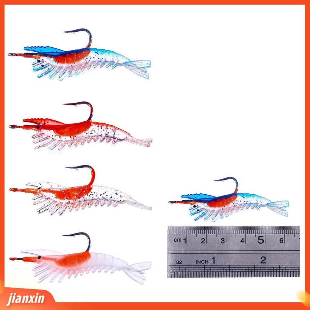 (In Stock) 5Pcs /Pack 6cm3g Soft Lures Realistis Simulasi Mata Angling PVC Udang Buatan Umpan Palsu Peralatan Memancing Untuk Pemancing