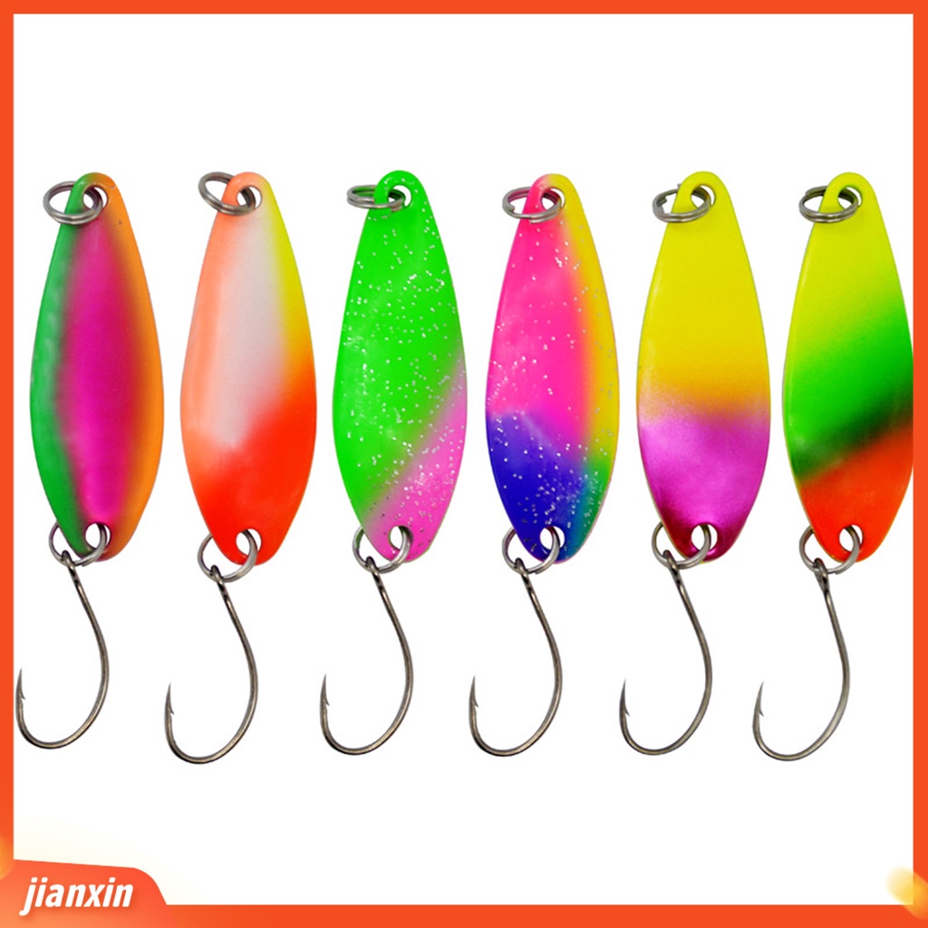 (In Stock) 6 Pcs 5g /4 cm Berwarna Sequin Semua Air Universal Tajam Kait Meningkatkan Tingkat Angling Willow Daun Buatan Umpan Sequin Aksesoris Memancing