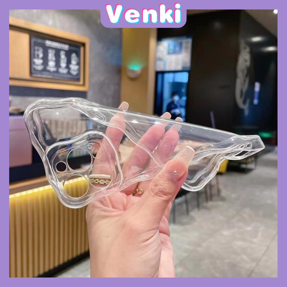 VENKI - Untuk iPhone 11 iPhone Case 3D Tepi Melengkung Gelombang Bening Phone Case TPU Airbag Tahan Guncangan Kamera Sederhana Kompatibel dengan iPhone 14 13 Pro max 12 Pro Max 11 xr 7Plus 8Plus