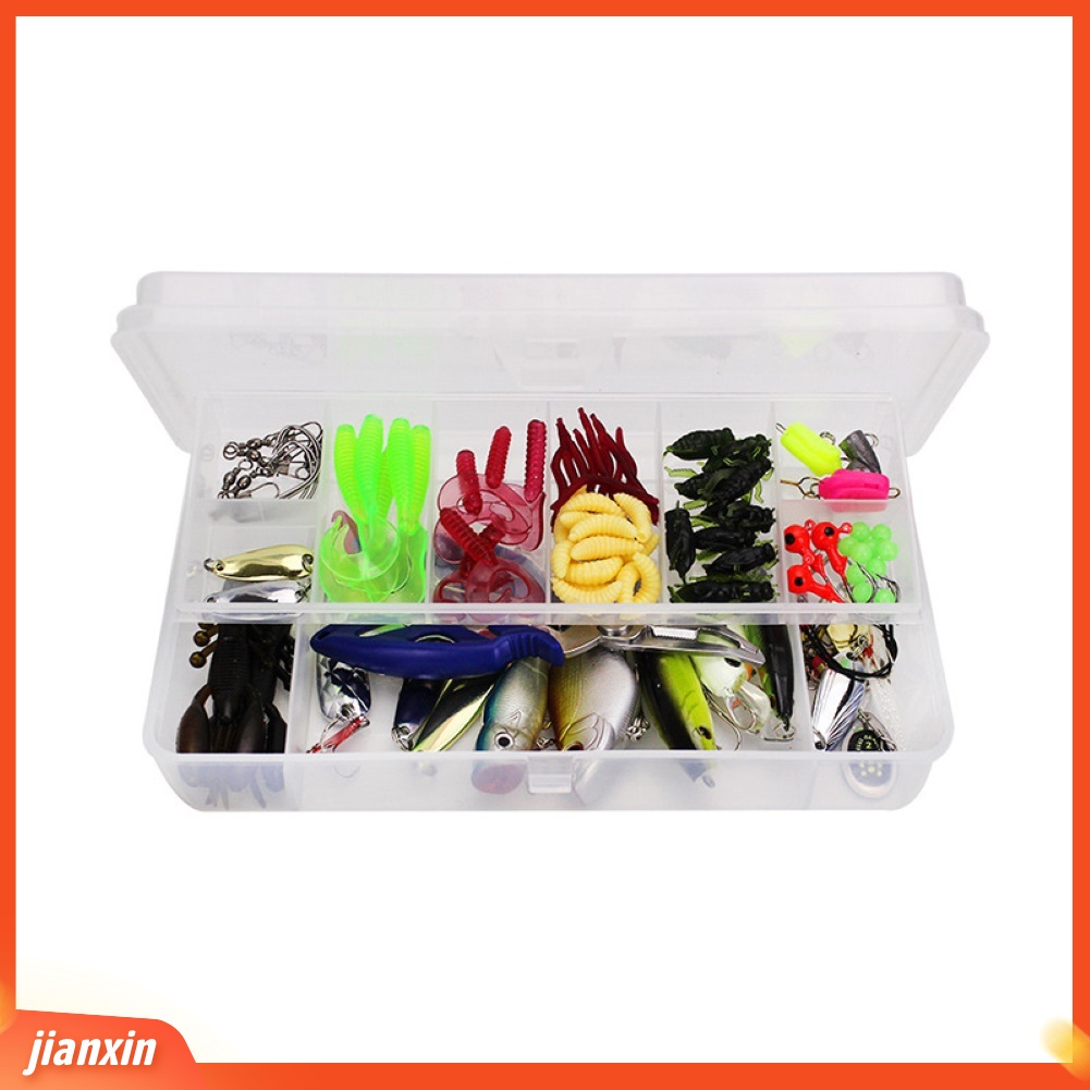 (In Stock) 101 Pcs Memancing Umpan Lembut Kait Buatan Ikan Umpan Aksesoris Kit Dengan Kotak