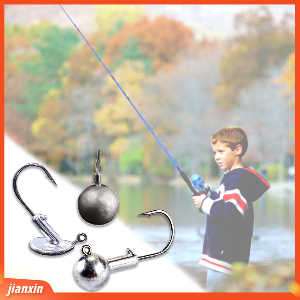 (In Stock) 10Pcs Kait Kepala Memimpin Portabel Anti-Korosi Tajam Kepala Bola Putaran Jigs Fishing Tackles Untuk Air Asin