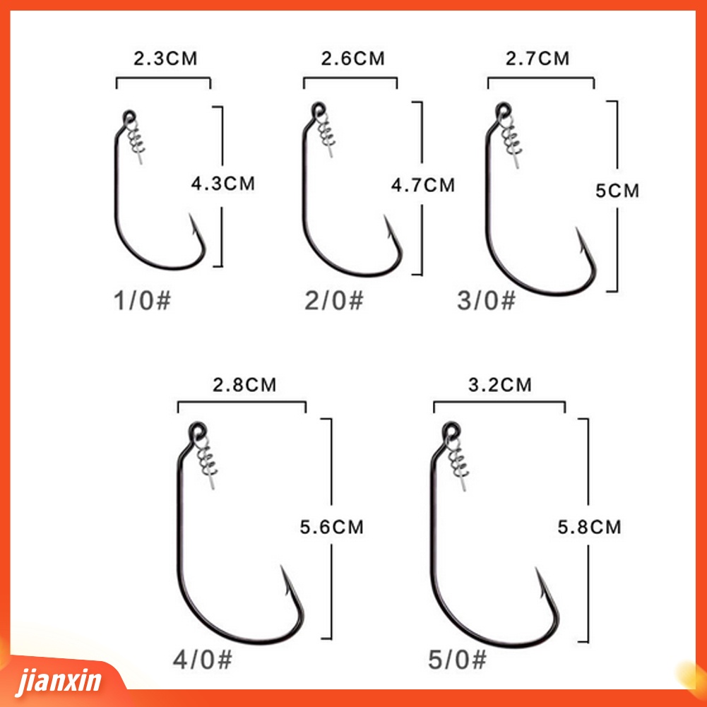 (In Stock) 50Pcs Kait Jig Umpan Lembut Cacing Baja Karbon Tinggi Dengan Pin Twist Spring Lock