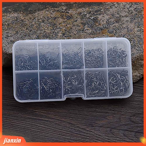 (In Stock) 500pcs Pengait Ikan Jig Multi Ukuran Dengan Lubang Kail Pancing Tackle Box Steel Fishhook