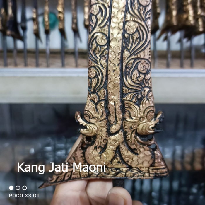 keris pandhowo nogo kembar full kamarogan kinatah emas KJM1122 murah