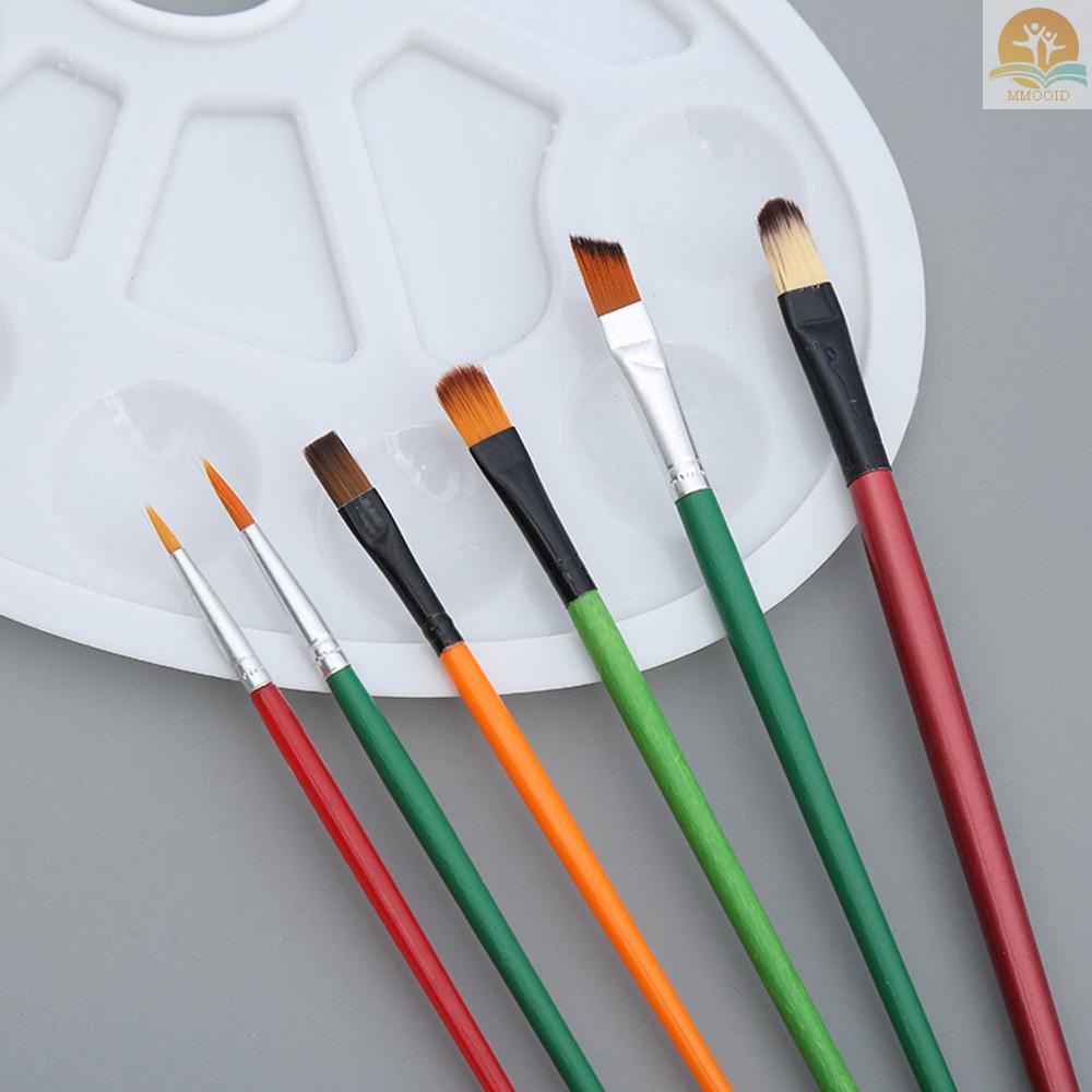 In Stock 6pcs Kuas Cat Dan 1pc Palette Tray Set Untuk Anak Dewasa Cat Air Minyak Acrylic Gouache Art Painting Supplies