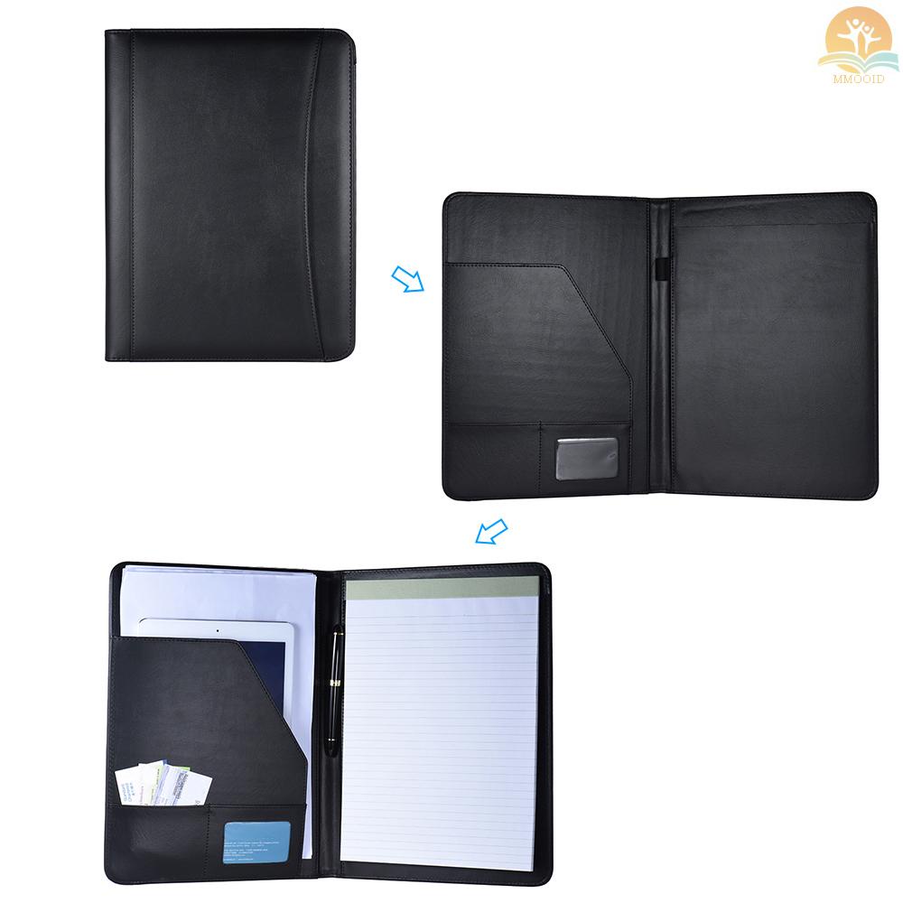 In Stock Multifungsi Bisnis Portfolio Padfolio Folder Dokumen Case Organizer A4 Kulit PU Dengan Holder Kartu Nama Memo Note Pad