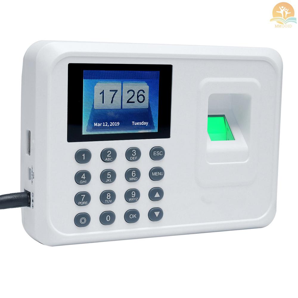 In Stock Cerdas Biometrik Fingerprint Password Mesin Absensi Karyawan Perekam Cek-in Perekam 2.4 inch TFT LCD Screen DC 5V Jam Absensi