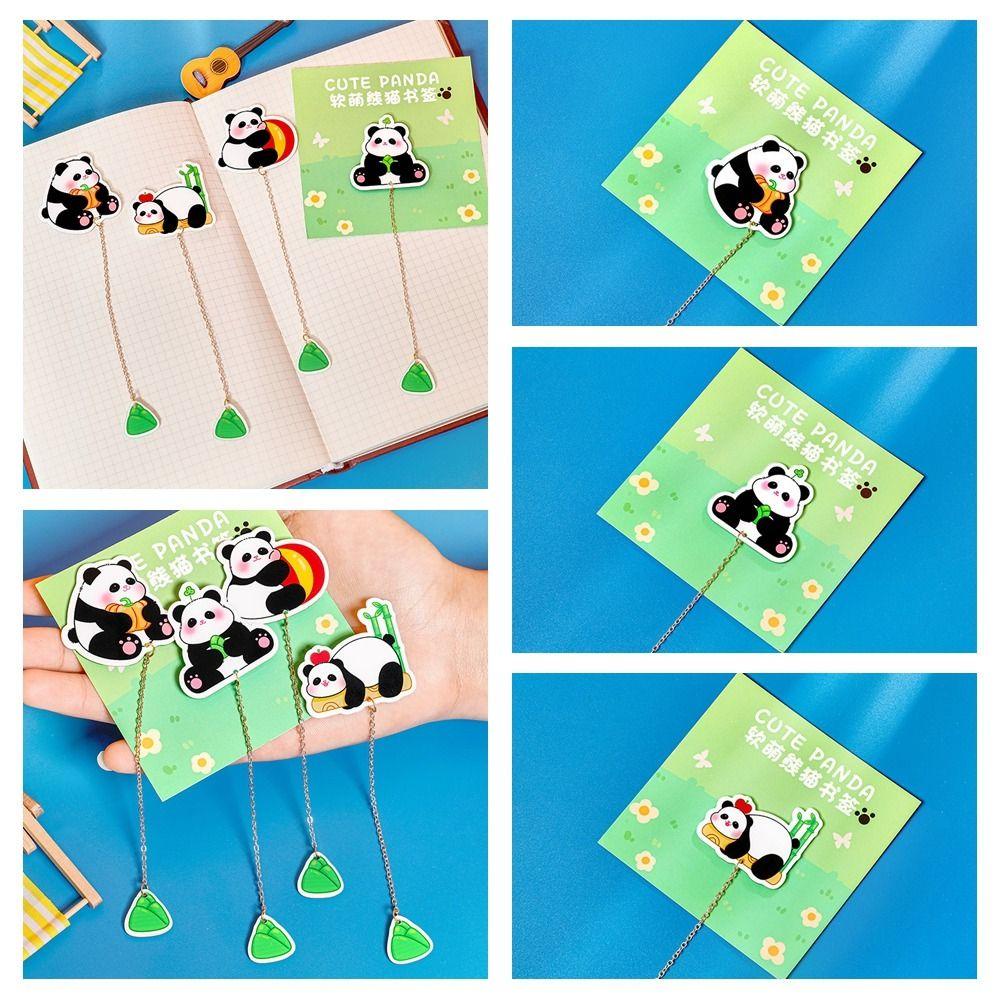 LANFY 3pcs Penanda Halaman Buku Panda, Klip Buku Rumbai Liontin Bookmark, Kawaii Pagination Mark Arcylic Book Paginator Reading Bookmark Untuk Pelajar