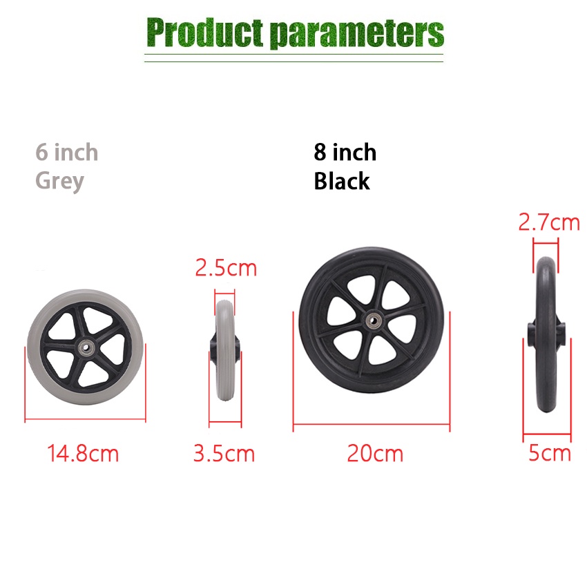 ADY78 roda depan kursi roda 8 inch - Kursi Roda "Diameter Full 20 Cm" - Roda Kursi Roda - Roda