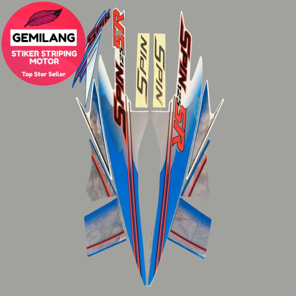 Striping Decal Polet Sticker Suzuki spin sr 125 2007 2008 biru putih stiker motor berkualitas terbai