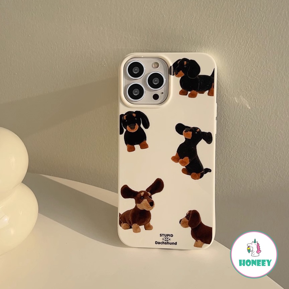 IPHONE Ins Lucu Sosis Anjing Glossy Ponsel Case Kompatibel Untuk Iphone14 13 12 11 Pro Max8 7 Plus XR XS Shockproof Ponsel Back Cover