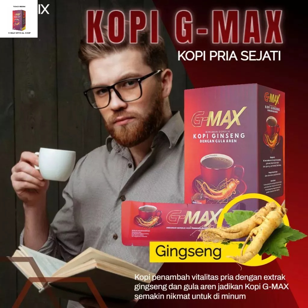 

G MAX [ ANTI LOYO ] Kopi Kuat Pria Tahan Lama GMAX 1 BOX 10 SACHET Minuman Penambah Stamina Pria Dewasa Kopi kuat pria Herbal Tahan Lama Bersertifikat BPOM