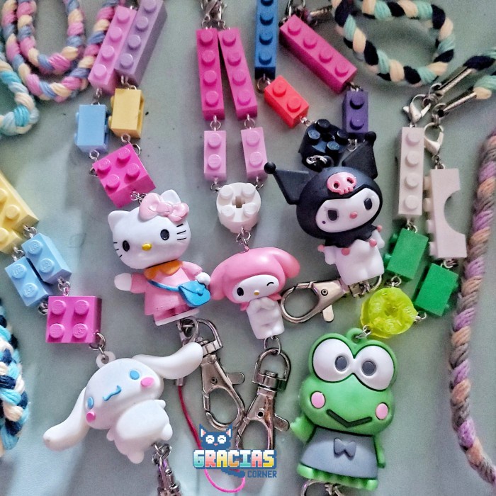 

[DD] LANYARD LEGO SANRIO GANK - KUROMI, HELLO KITTY, CINNAMORROL, MELODY - POMPURIN, TANPA BRICKS