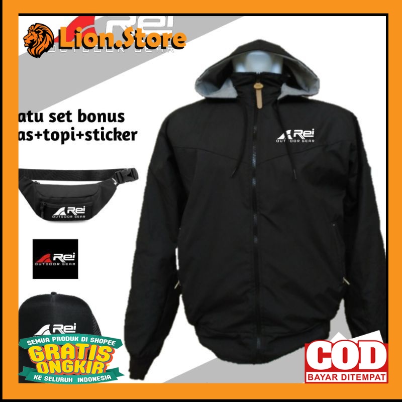 PARASUT JAKET OUTFIT KEREN TRENDY /JAKET PARASUT REI WATERPROOF TAHN AIR JAKET Pria wanita free tas&