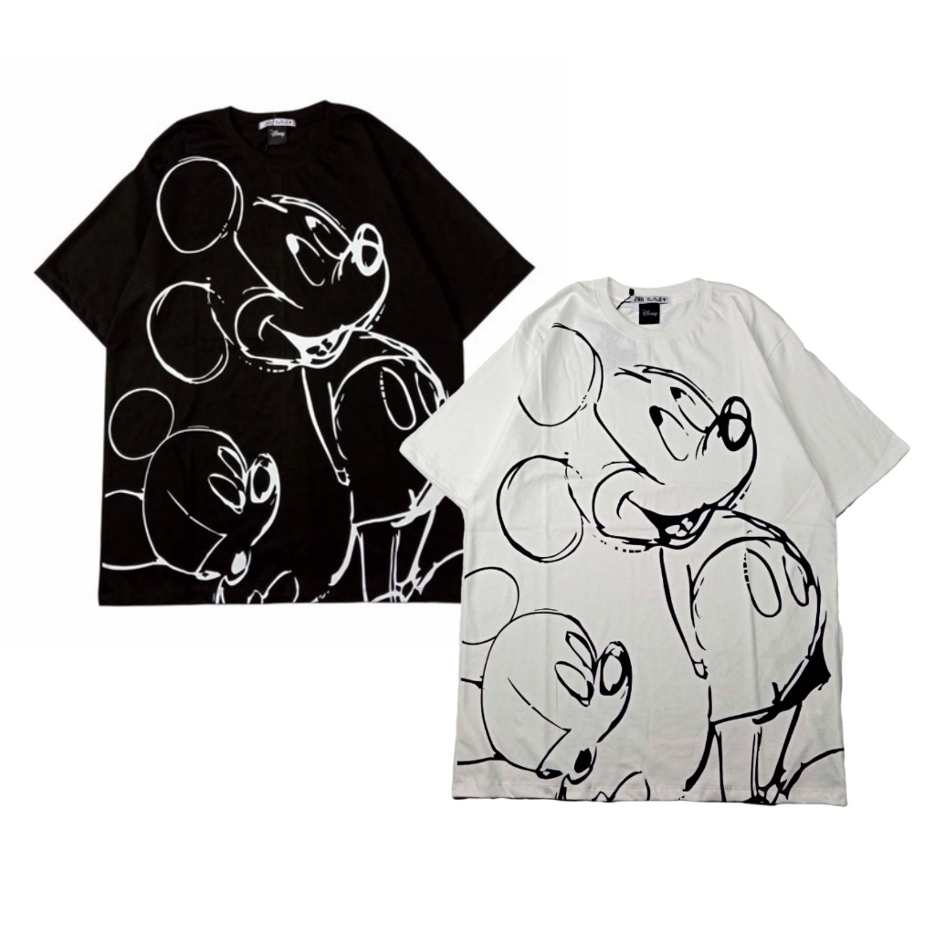 Kaos disney mickey mouse dewasa pria Wanita unisex Oversize M L XL ld 105 110 115 Atasan Zara Sketsa
