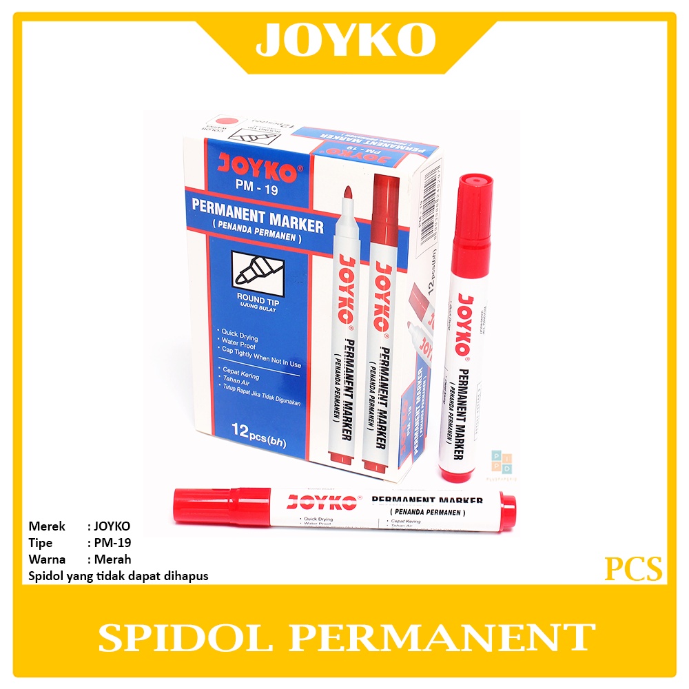 

JOYKO - Spidol Permanent Marker PM-19 - Red - Pcs