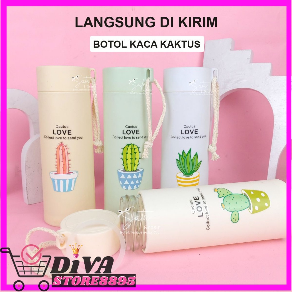 (MINIM 6pcs) BOTOL KACA KAKTUS / tumbler kaktus kaca termos / kaktus kaca souvenir botol / BOTOL KAK