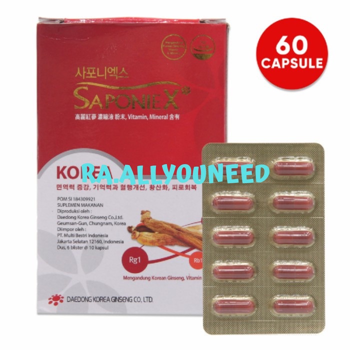 

Saponiex Red Ginseng Capsul Multi Vitamin Isi 500mg @ 60Capsul