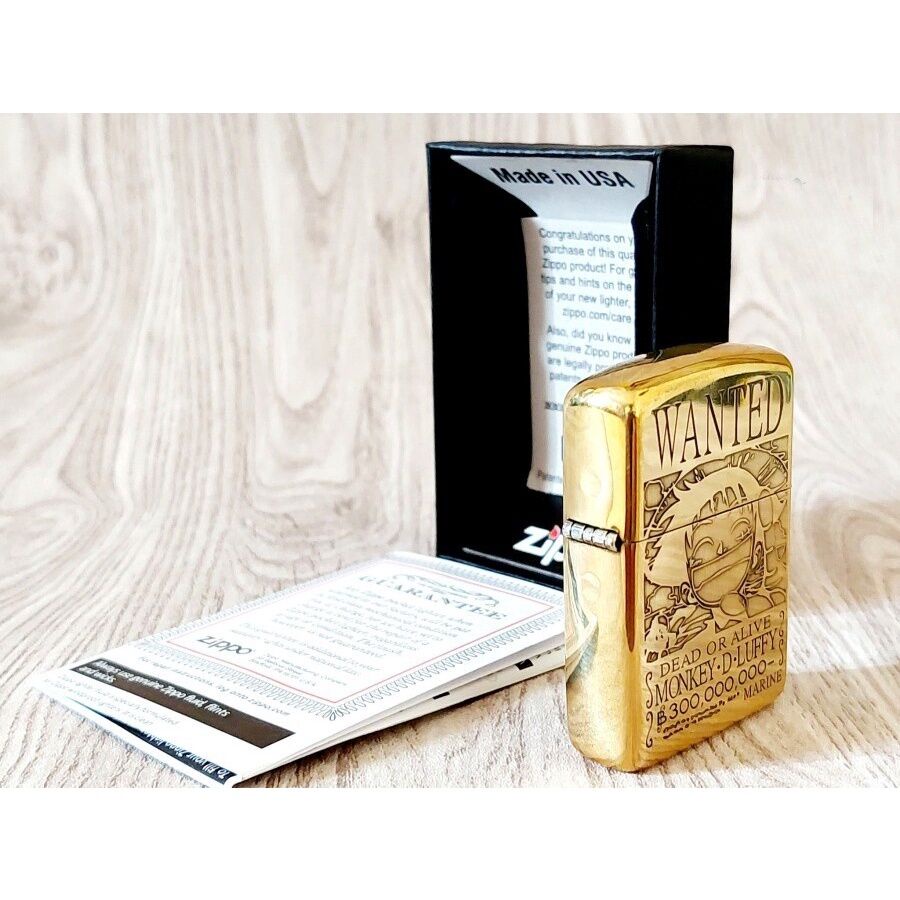 korek api Zippo gold motif grafir one piece full side original ping sound.