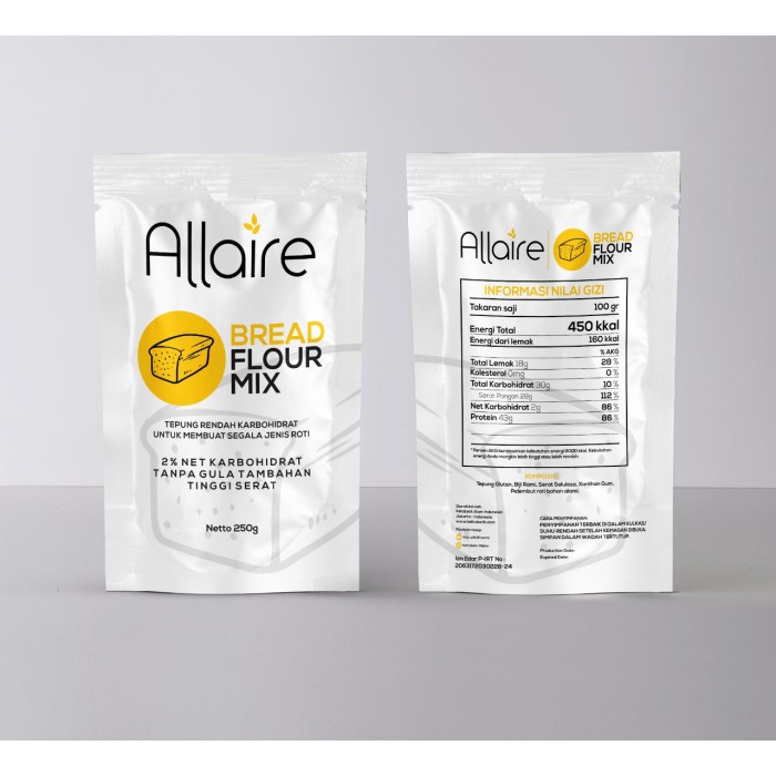 

ALLAIRE Bread Flour Mix 1 kg Tepung Roti keto rendah karbohidrat halal