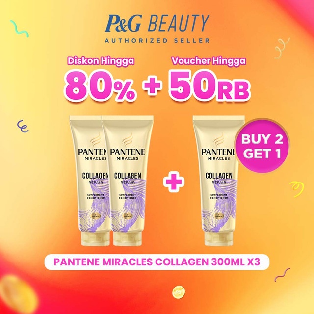 Pantene Conditioner Miracles Collagen Repair Daily Hair Supplement for Damage Care 300ml X3