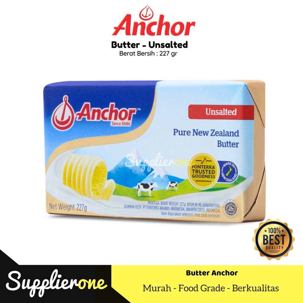 Anchor Butter Unsalted / Butter Unsalted 227gr  / Mentega Tidak Asin / Mentega Original Anchor 227 gr