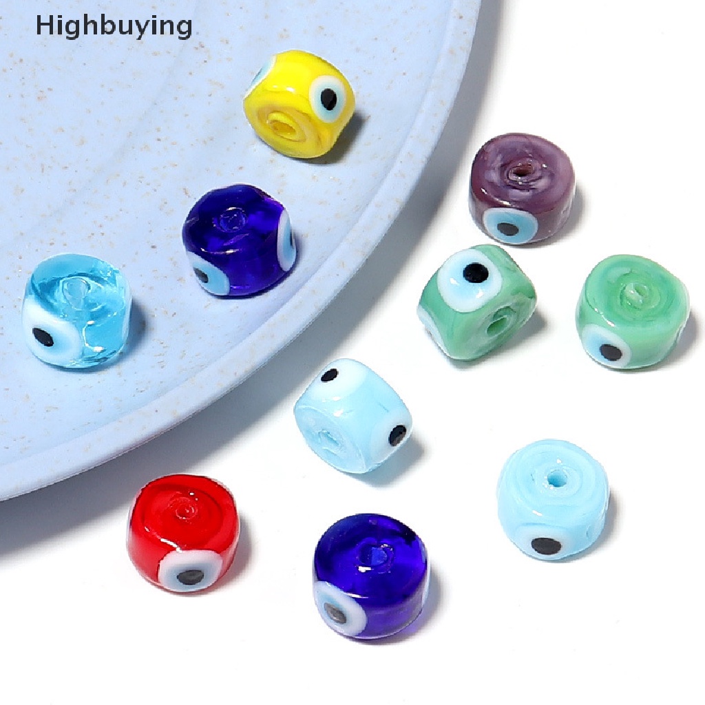 Hbid 10pcs Manik-Manik Eropa Lampwork Murano Mix color Glass Evil Eye Beads Cocok Charm Gelang Untuk Wanita Membuat Perhiasan DIY Glory