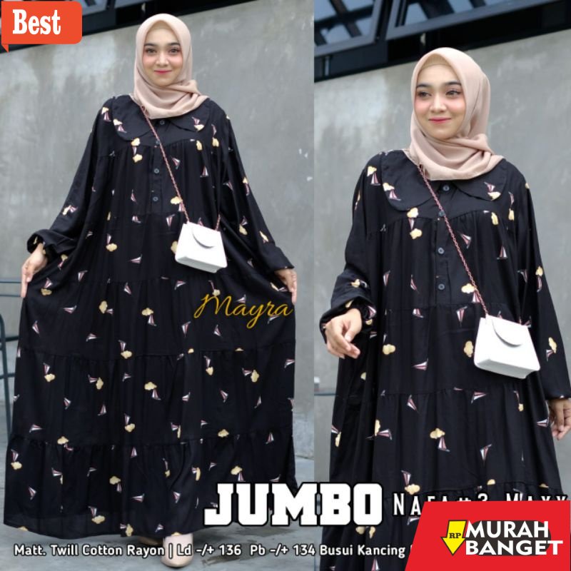 Tren baju lebaran wanita 2023- Gamis jumbo  ld 140 xxxxl xxxl 5L 6L 7L import busui free masker