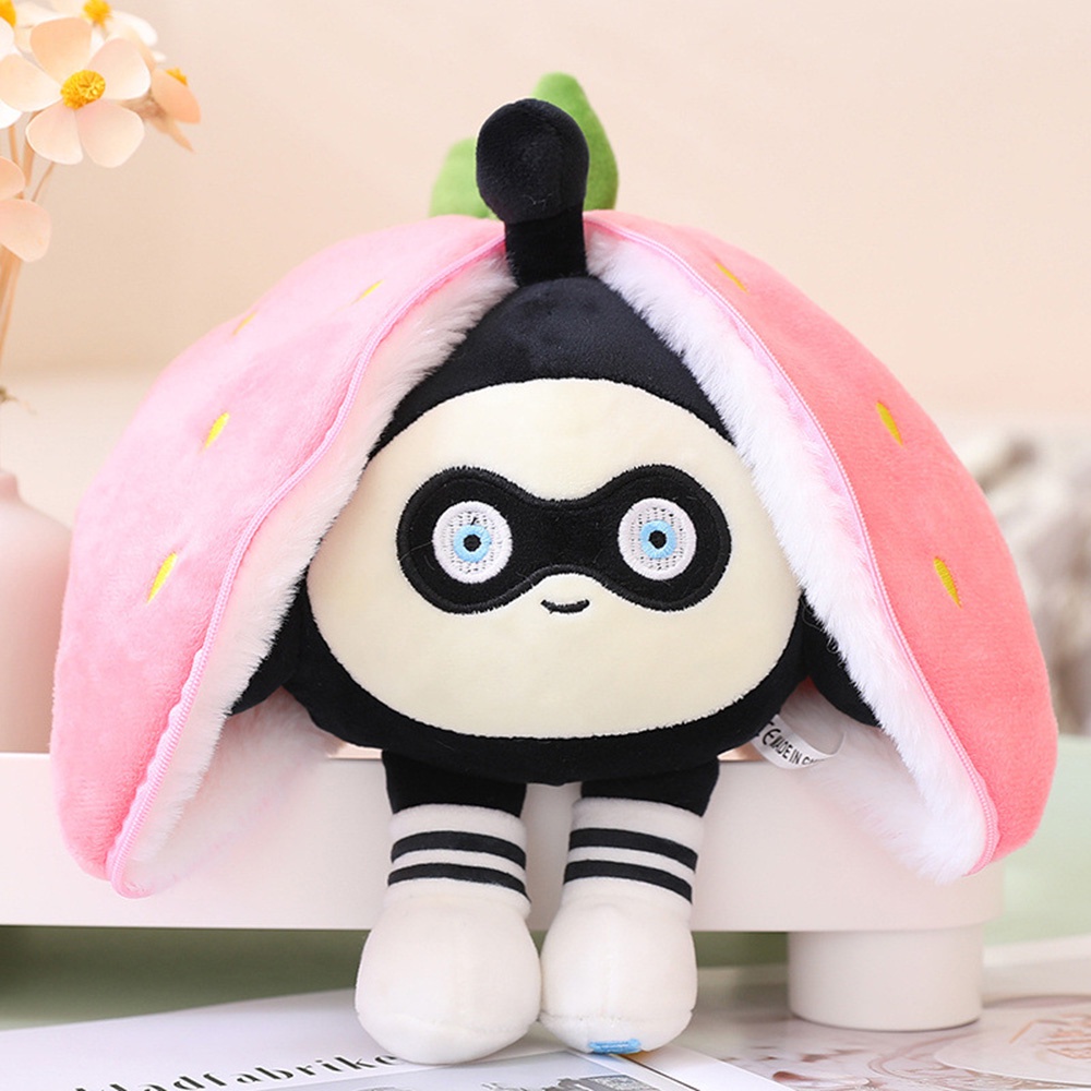 Bantal Boneka Strawberry Plush Transformasi Lucu Kartun Kelinci Telur Boneka Anak Kenyamanan Mainan