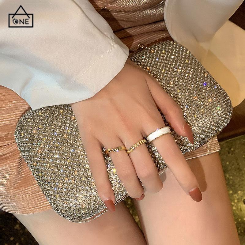 COD❤️Cincin jari telunjuk perhiasan sederhana set tiga potong yang dapat disesuaikan-A.one