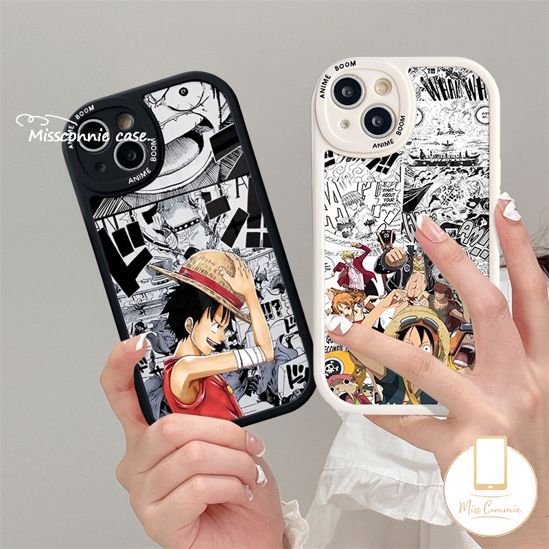 IPHONE Trendy Kartun Lucu Anime One Piece Luffy Phone Case Kompatibel Untuk Iphone11Xr7 8 6s 6 plus 14 13 11 12 Pro Max XS Max X SE 2020 Lembut Tpu Back Cover